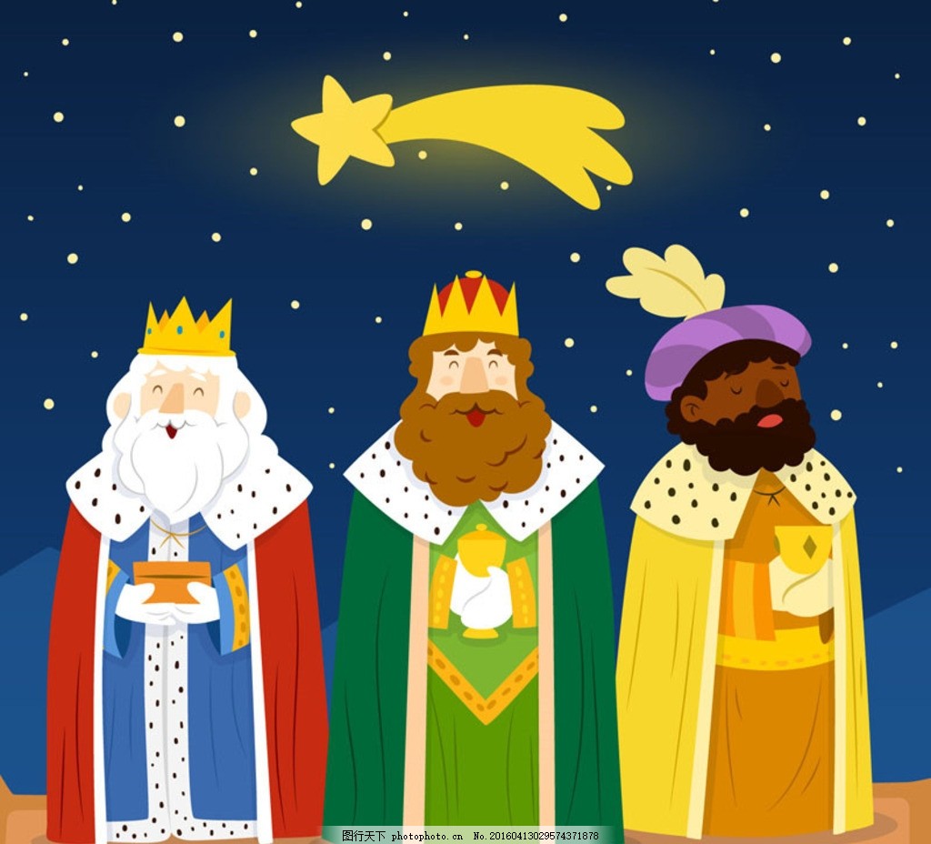 星星和三个国王矢量素材,黄金 乳香 没药 耶稣诞
