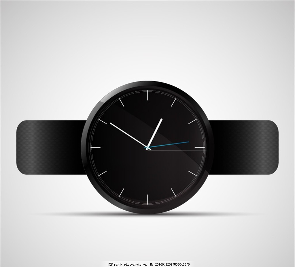 时尚黑色腕表矢量素材,时装表 手表 矢量图-图