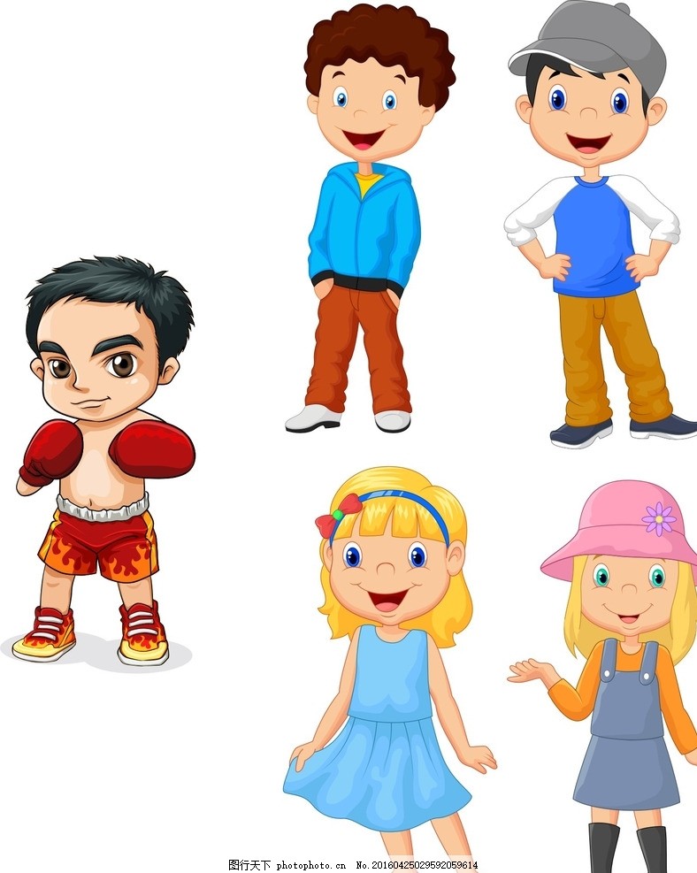 卡通儿童素材,小学生 手绘 女孩 插画 快乐儿童