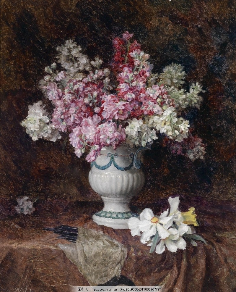 欧洲花卉花瓶油画图片