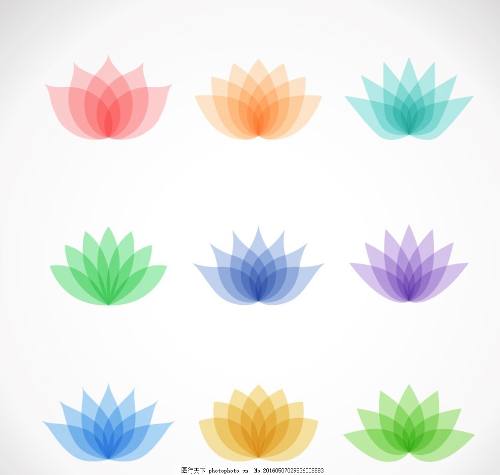 抽象荷花,花卉 花朵 花型 叠影 图标 标签 植物-