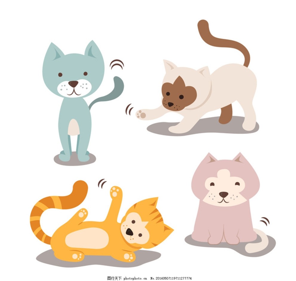 卡通猫,宠物 猫咪 小猫 动物 家畜 可爱 装饰 插画