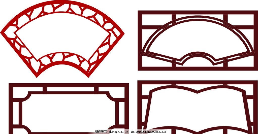 国学扇形边框素材