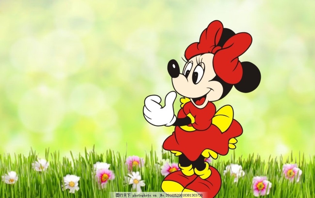 米妮米妮 米老鼠 鲜花 草地 矢量 米奇 动漫动画