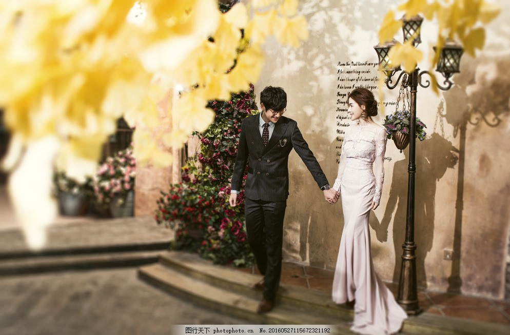 枫叶婚纱摄影 枫叶 路灯 欧式 韩式 中式 双人 结婚照 婚纱摄影 婚照