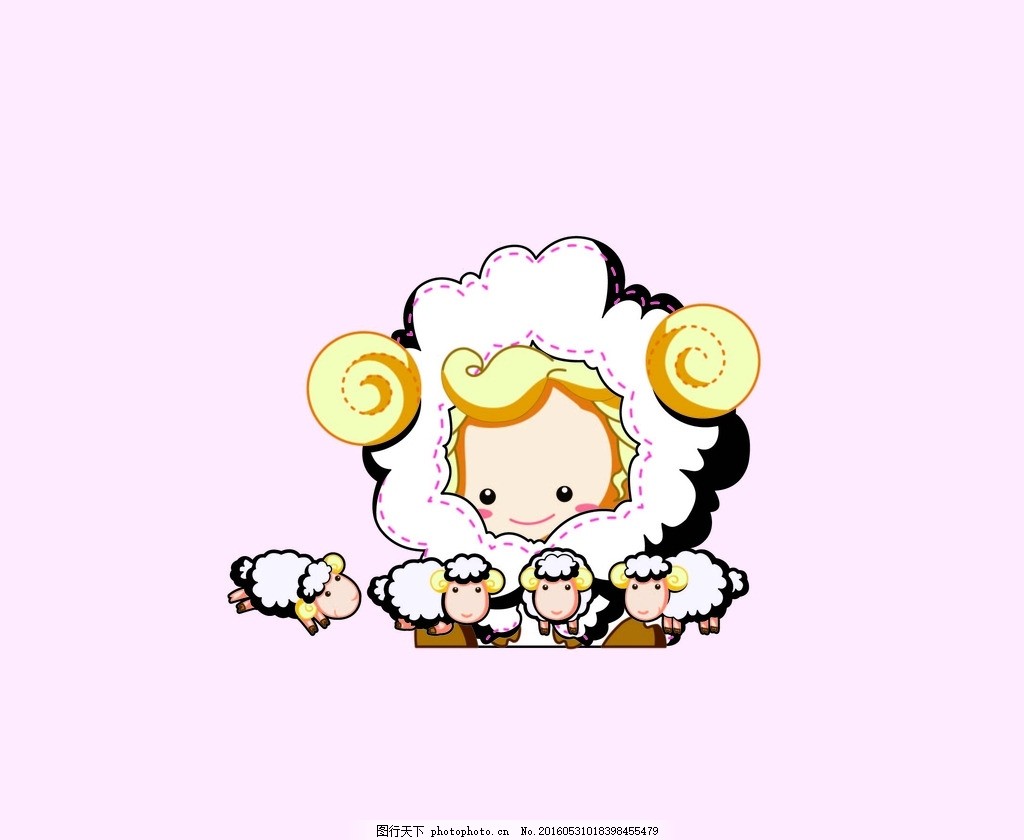 卡通小绵羊 卡通素材 可爱 手绘素材 幼儿园素材 矢量 抽象设计
