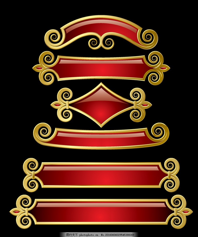 金色花纹 金色边框 金色丝带 金色皇冠 矢量素材 金色花纹边框 欧式