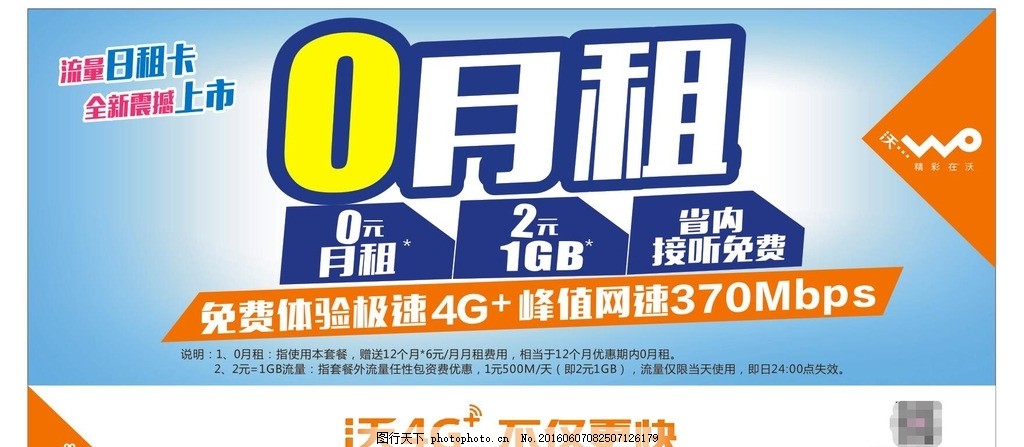 中国联通流量日租卡海报图片