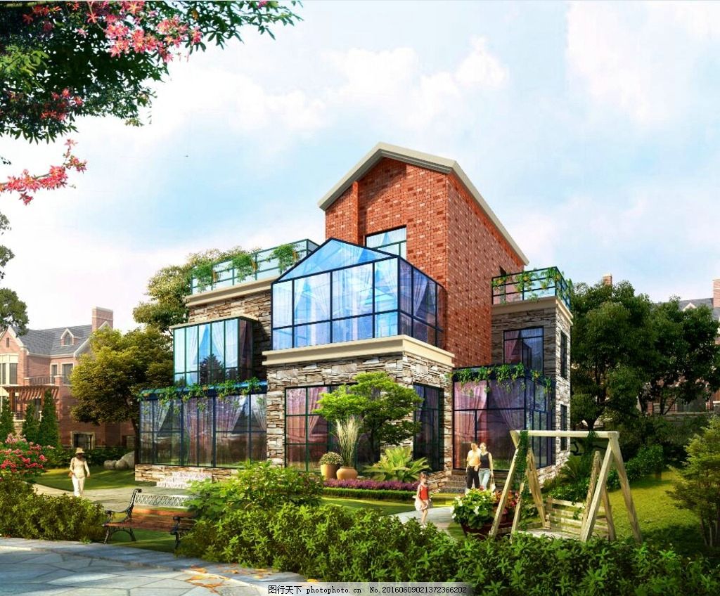 柳行别墅 农村别墅 地产 商品房 大楼 楼宇 3dmax效果图 景观