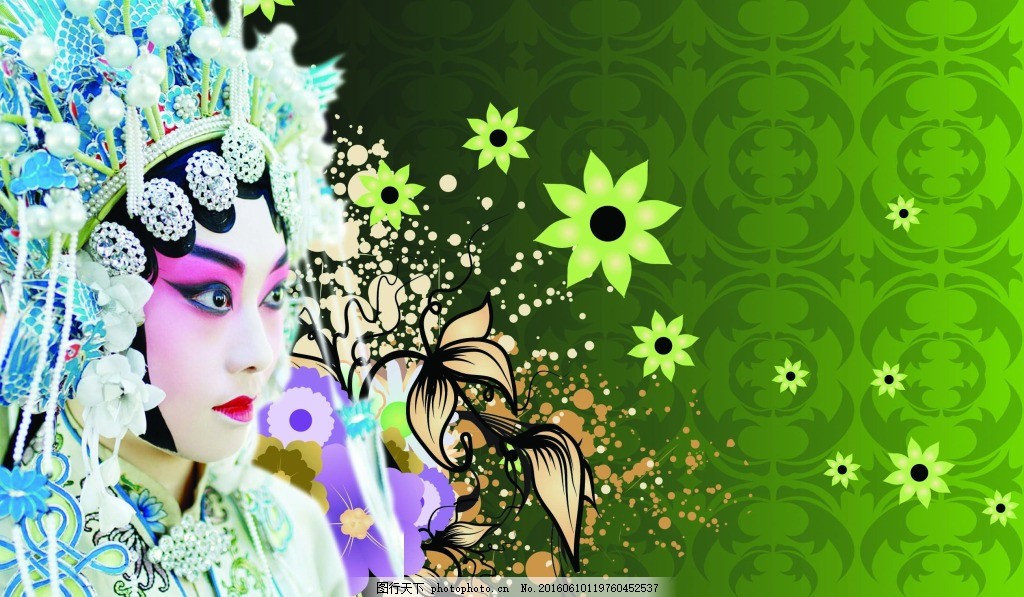 戏曲,传统文化 中国风 脸谱 绿色-图行天下图库