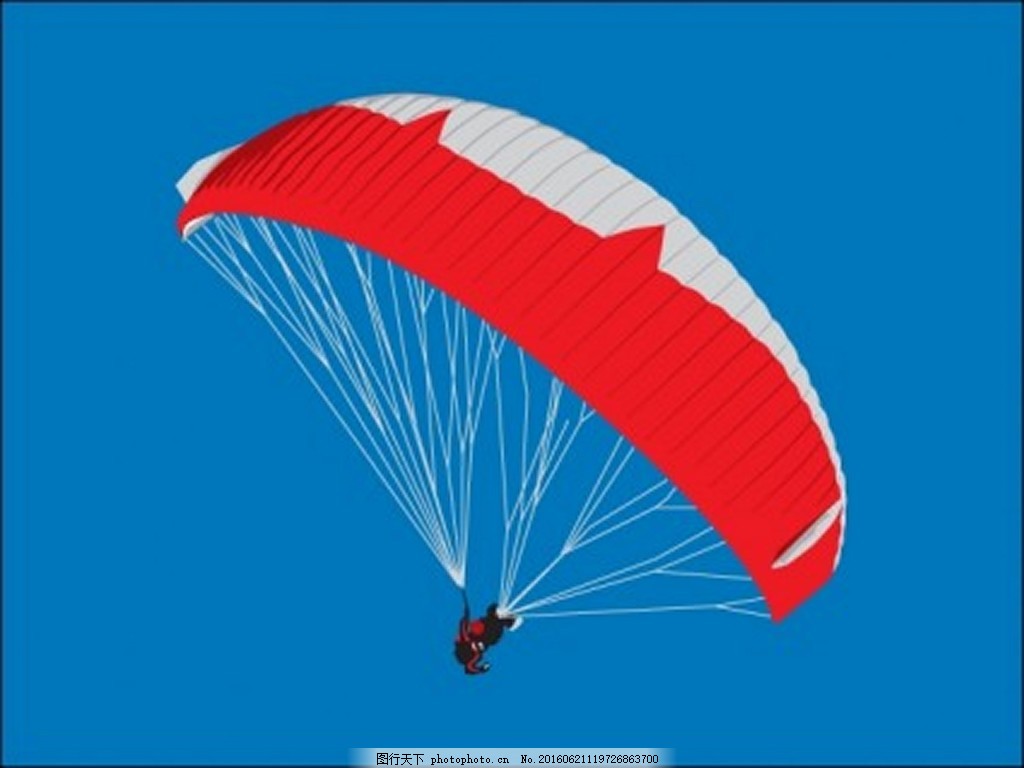 自由的滑翔伞,跳伞 天空 蓝色背景-图行天下图