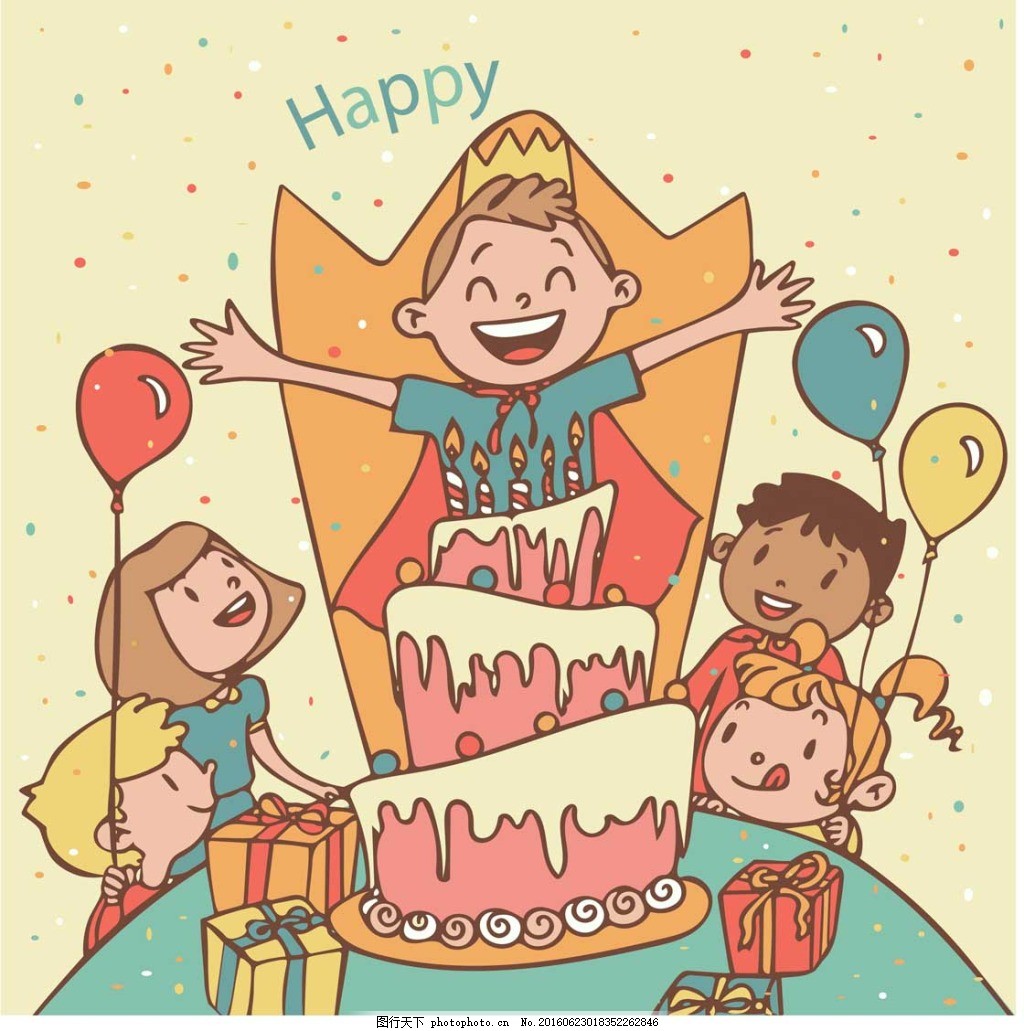 卡通可爱生日快乐背景插画图片下载-正版图片400076180-摄图网