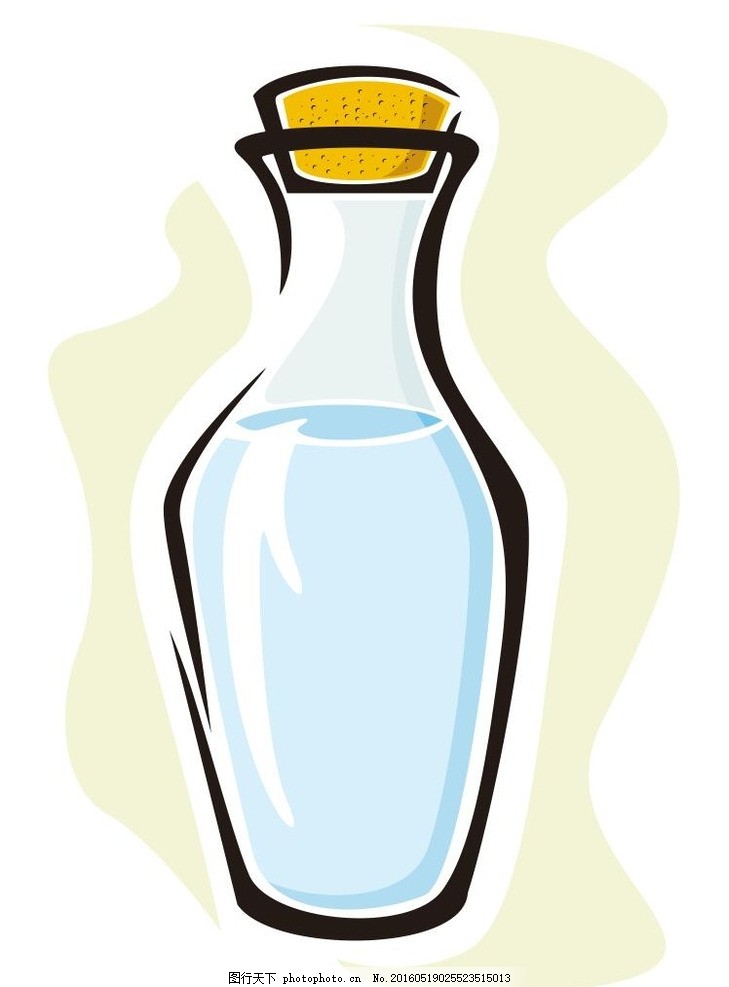 玻璃瓶 瓶子 花瓶 简笔画 线条 线描 简画 黑白画 卡通 手绘